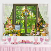 Grün Wald Draußen Der Fenster Glücklich Ostern Hintergrund